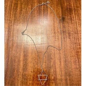 Gold Long Necklace with Geometric Pendant